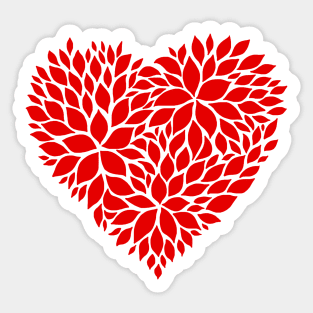 Red Floral Pattern Heart Sticker